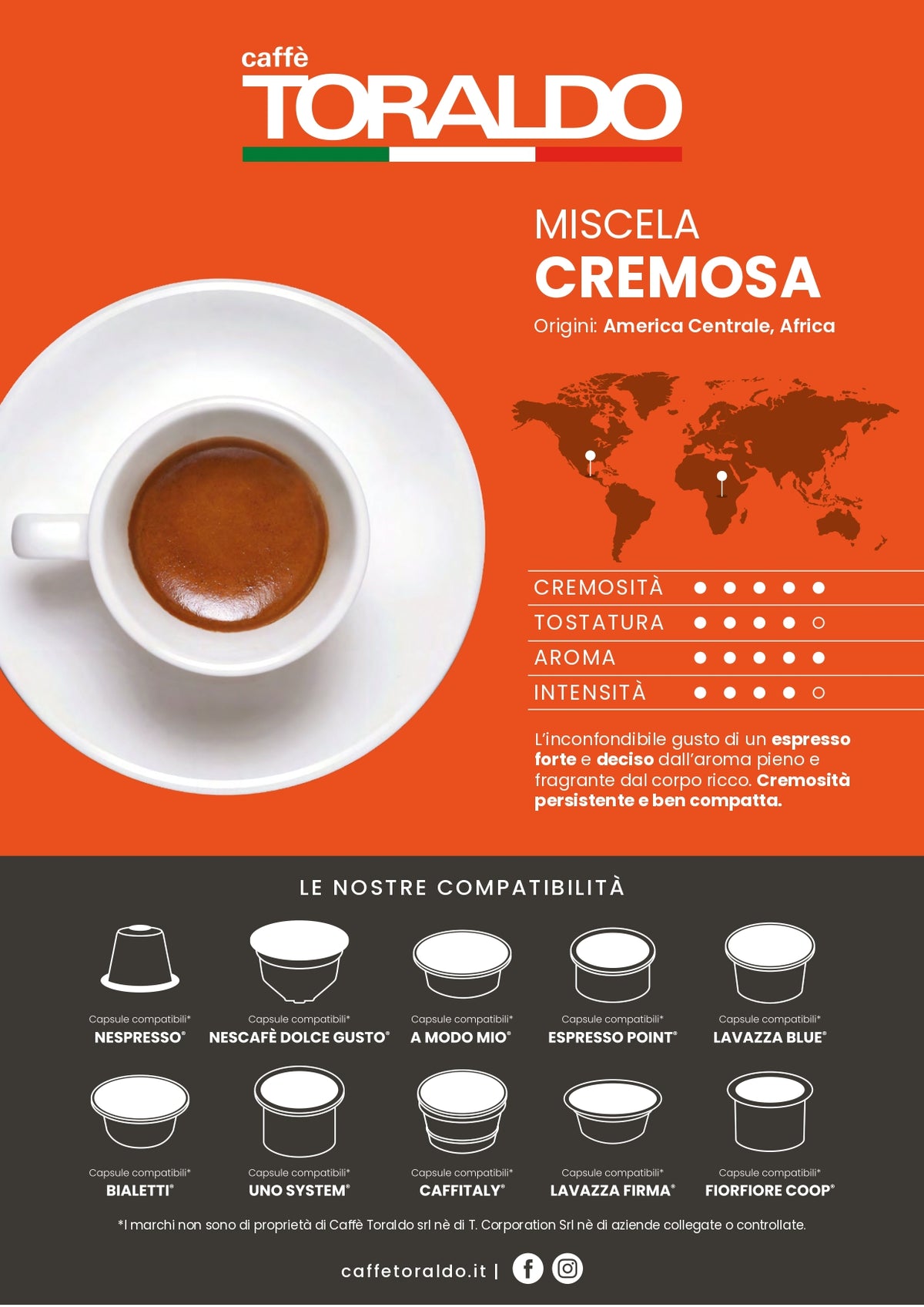 Capsule caffè Toraldo CREMOSA compatibili LAVAZZA BLUE